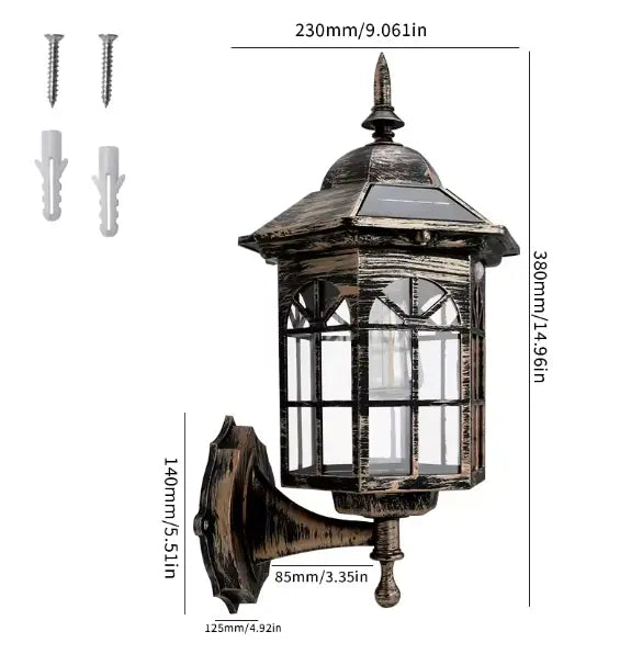 VintageLux™ Solar Outdoor Wall Lantern – Waterproof European-Style Solar Exterior Wall Light Luminescense