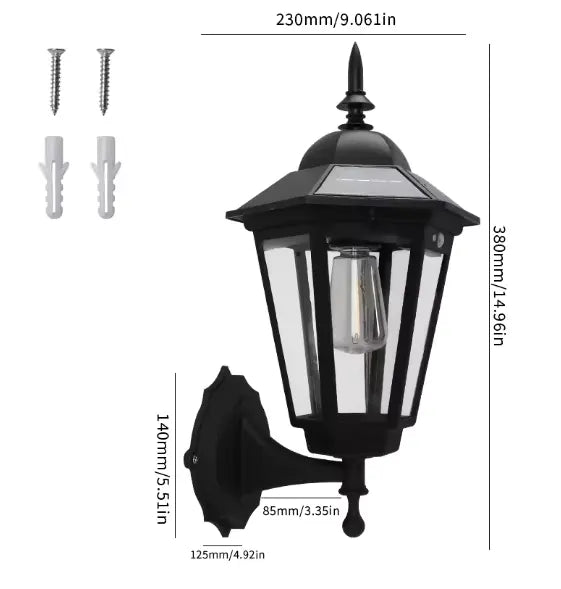 VintageLux™ Solar Outdoor Wall Lantern – Waterproof European-Style Solar Exterior Wall Light Luminescense