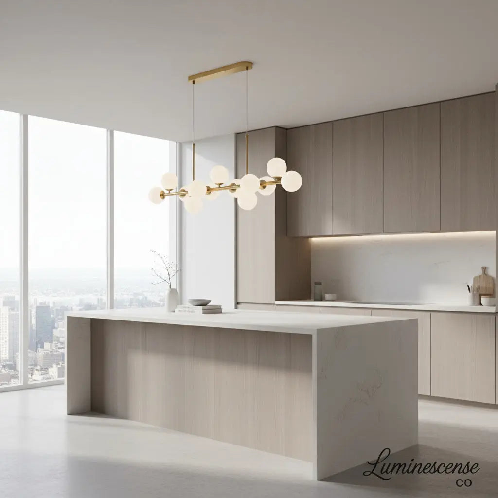 AuraSphere™ Modern Linear Glass Globe Chandelier – Adjustable Multi-Head LED Ceiling Light Luminescense