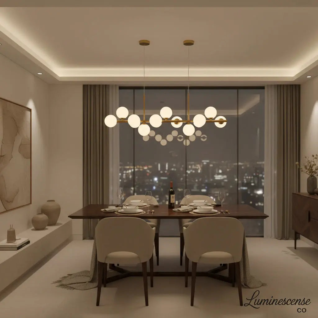 AuraSphere™ Modern Linear Glass Globe Chandelier – Adjustable Multi-Head LED Ceiling Light Luminescense