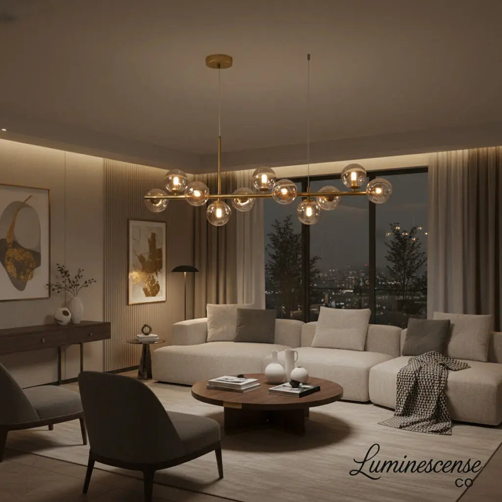 AuraSphere™ Modern Linear Glass Globe Chandelier – Adjustable Multi-Head LED Ceiling Light Luminescense