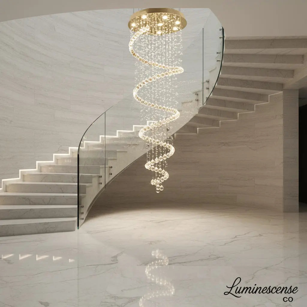 AuroraSpiral™ Luxury Crystal Staircase Pendant Light Luminescense