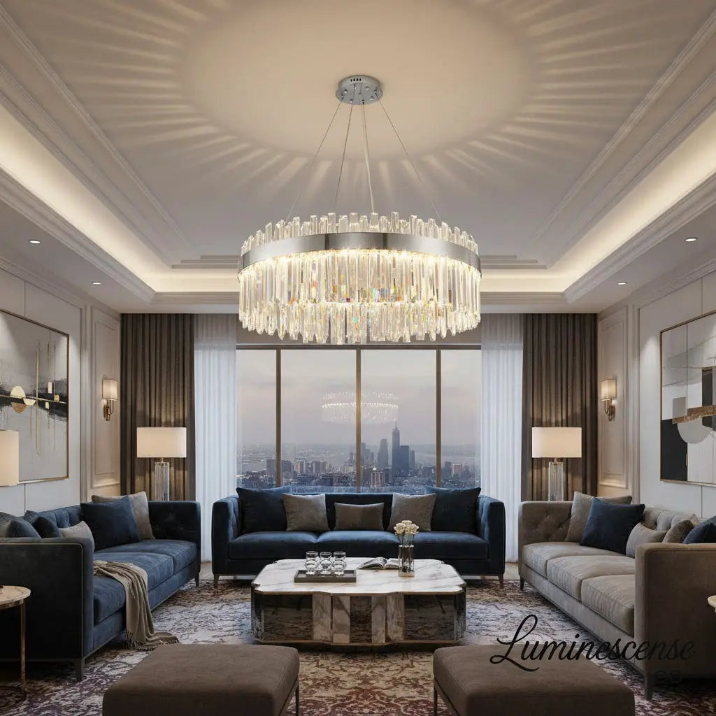 Aurielle™ Modern Crystal LED Chandelier – Luxury Gold Pendant Light Luminescense