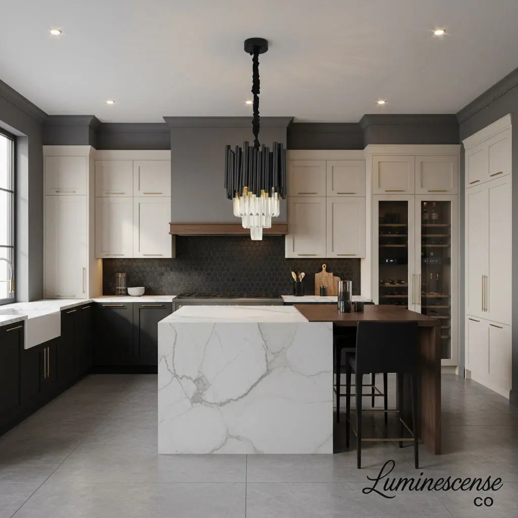 Obsidian Veil™ Crystal Pendant Light – Modern Black Luxury Chandelier Luminescense