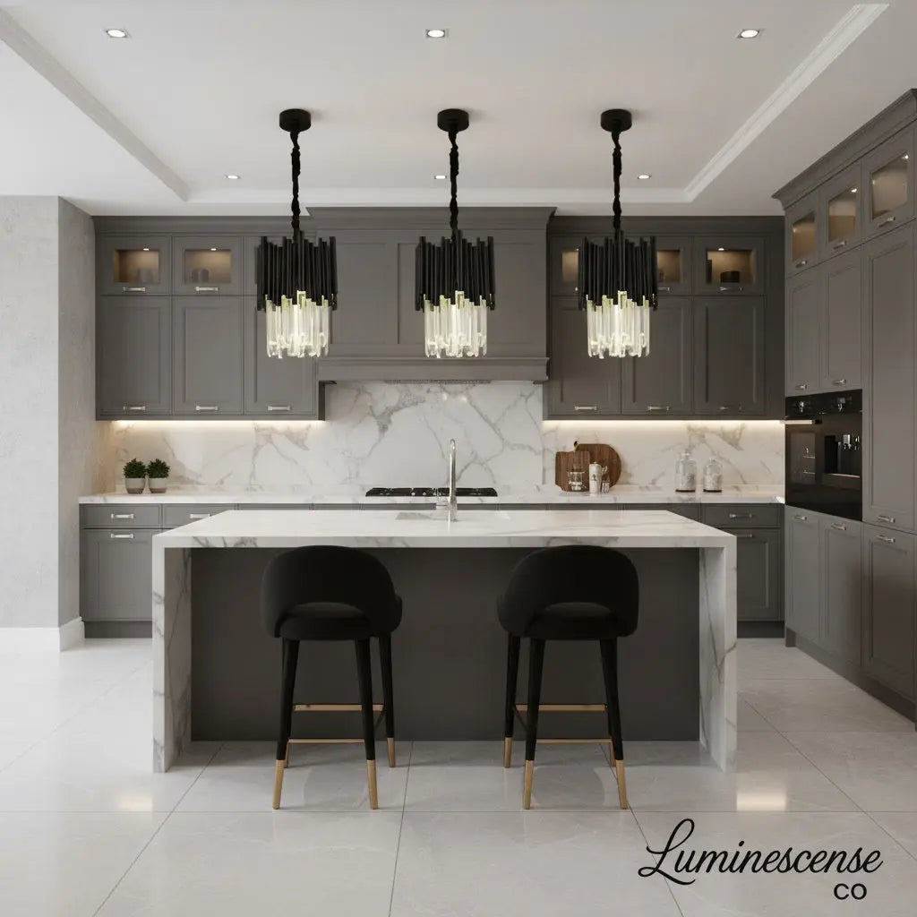 Obsidian Veil™ Crystal Pendant Light – Modern Black Luxury Chandelier Luminescense