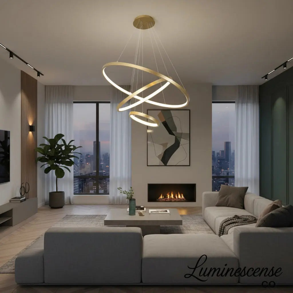 AstraFlow™ Modern Spiral LED Chandelier – Sculptural Multi-Ring Pendant Light Luminescense