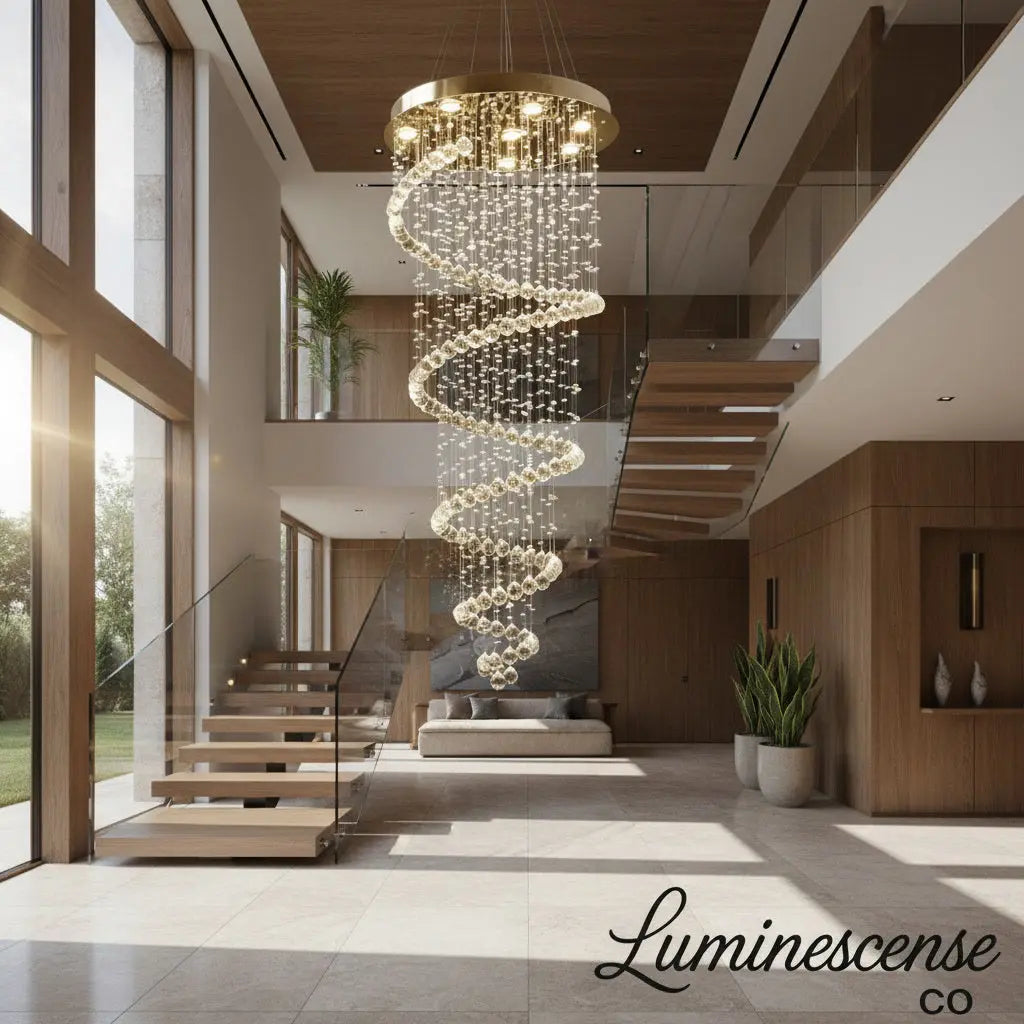 AuroraSpiral™ Luxury Crystal Staircase Pendant Light Luminescense
