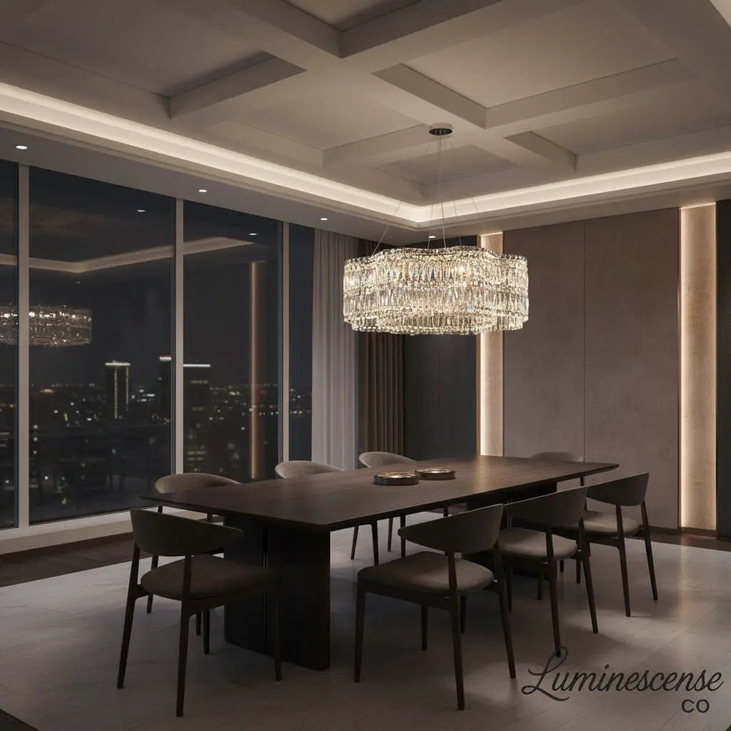 Crystella Modern Luxury LED Crystal Flush-Mount Chandelier Luminescense