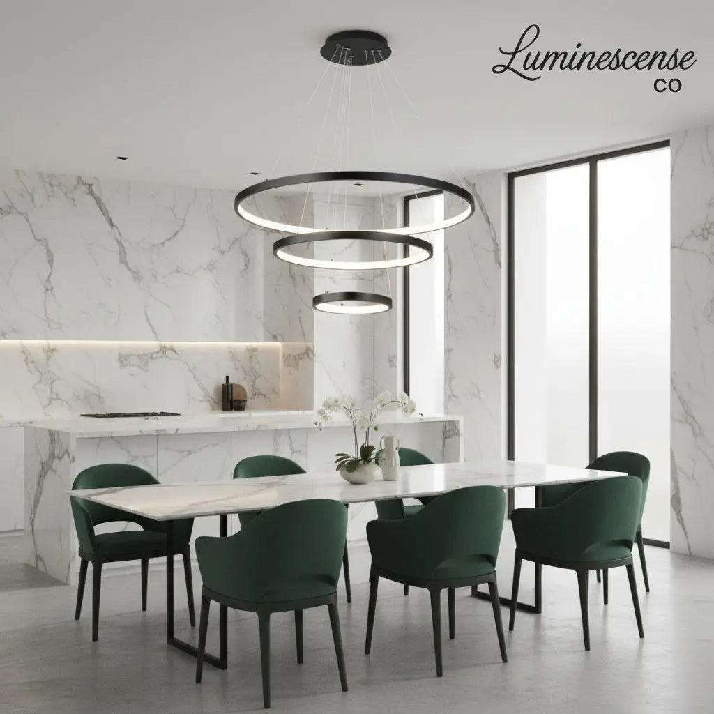 AstraFlow™ Modern Spiral LED Chandelier – Sculptural Multi-Ring Pendant Light Luminescense