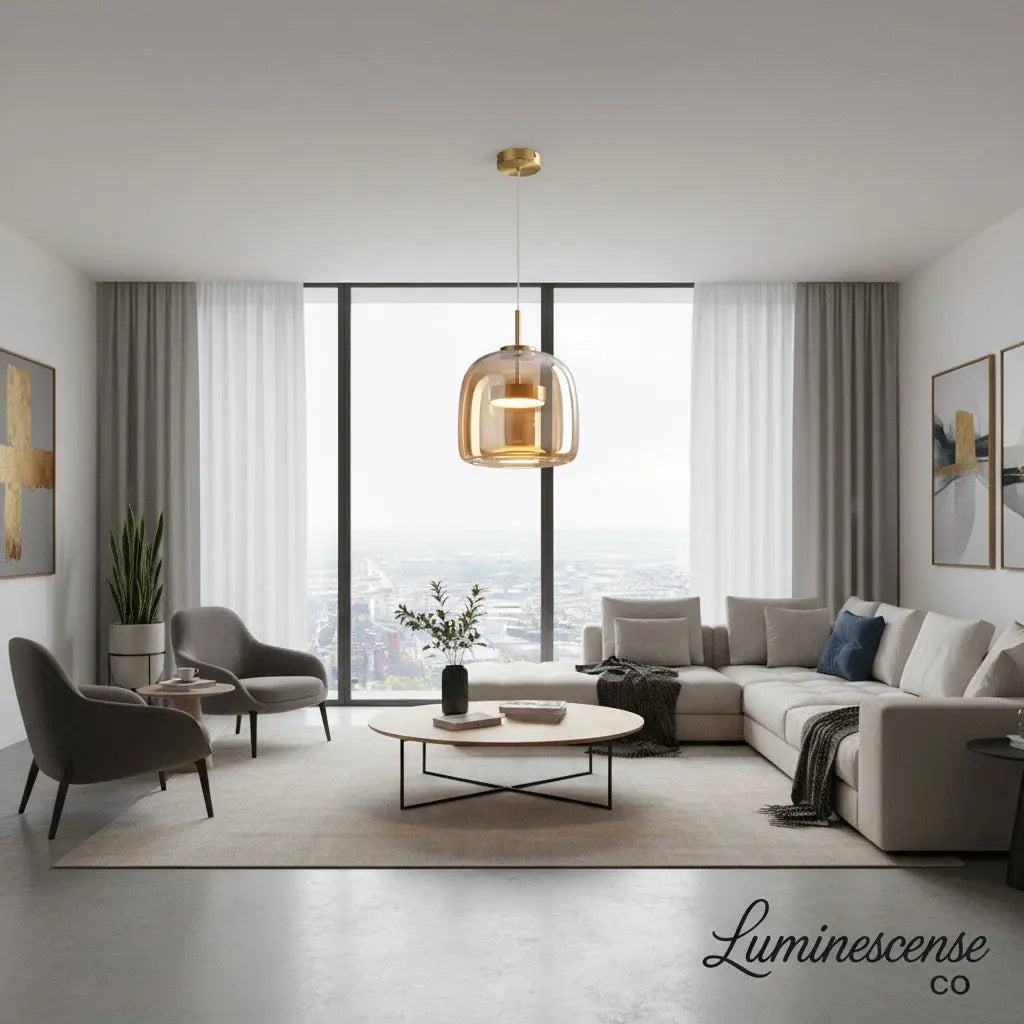 HaloNest™ Hand-Blown Glass Pendant Light – Modern Nordic Ceiling Lamp with Warm LED Glow Luminescense