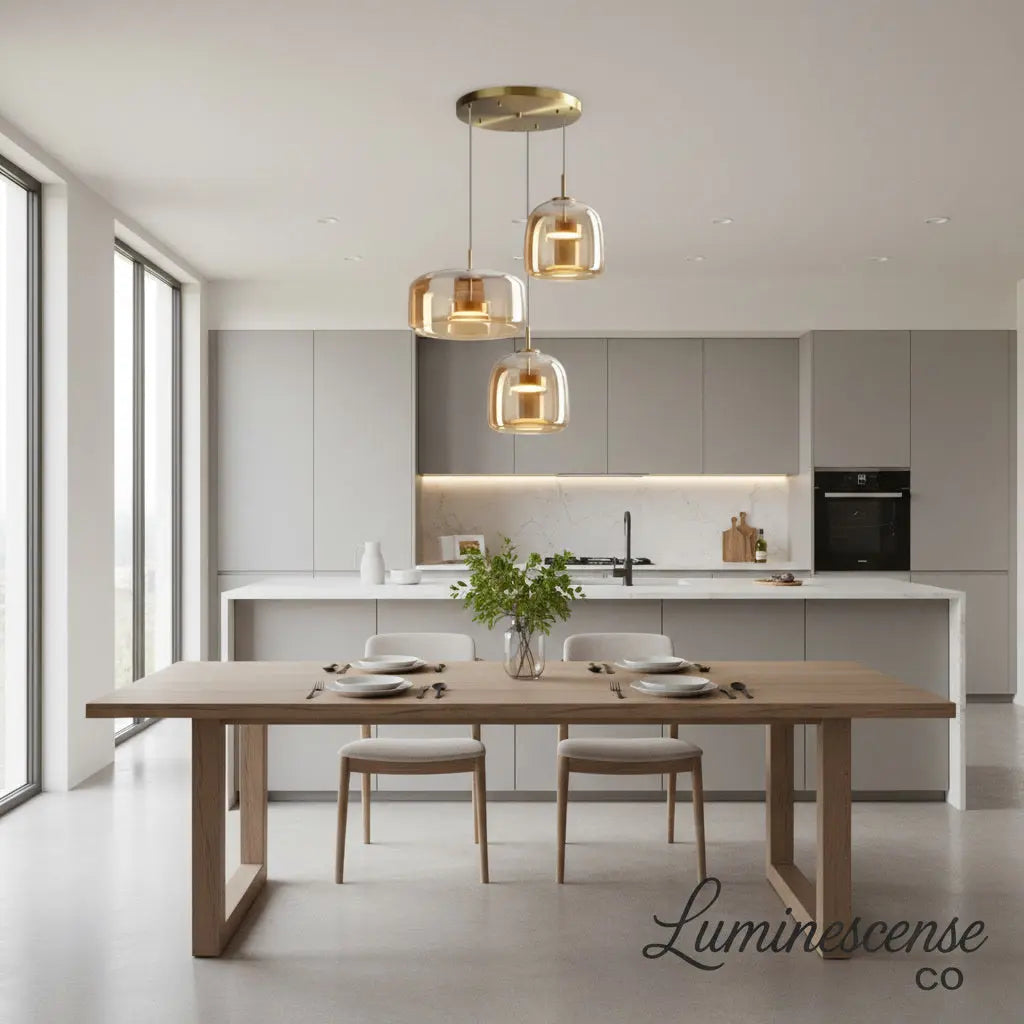 HaloNest™ Hand-Blown Glass Pendant Light – Modern Nordic Ceiling Lamp with Warm LED Glow Luminescense