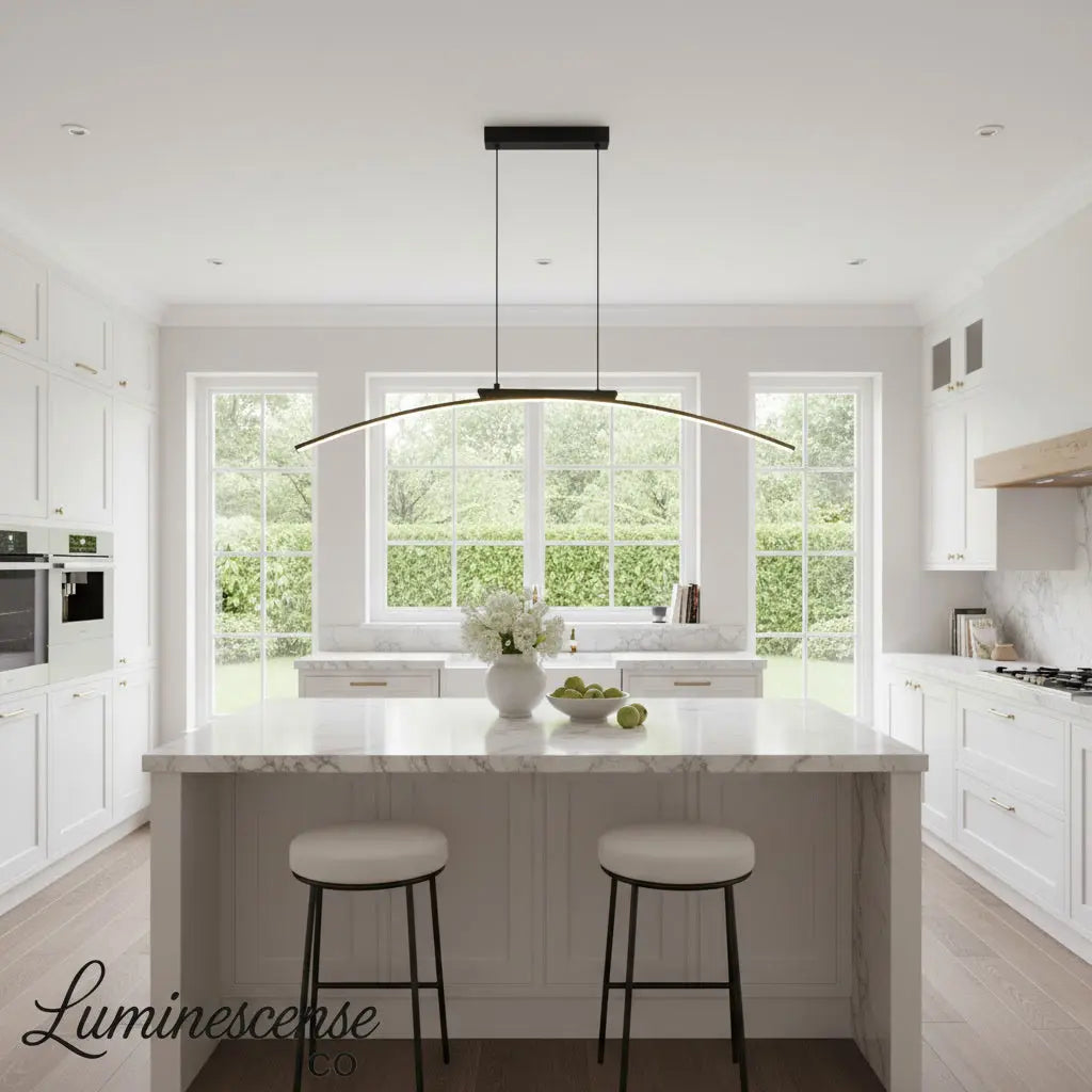ArcLinea™ Curved Linear LED Pendant Light – Modern Pendant Chandelier Luminescense