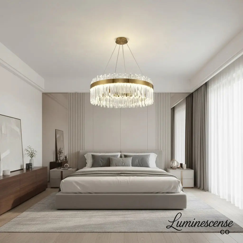 Aurielle™ Modern Crystal LED Chandelier – Luxury Gold Pendant Light Luminescense