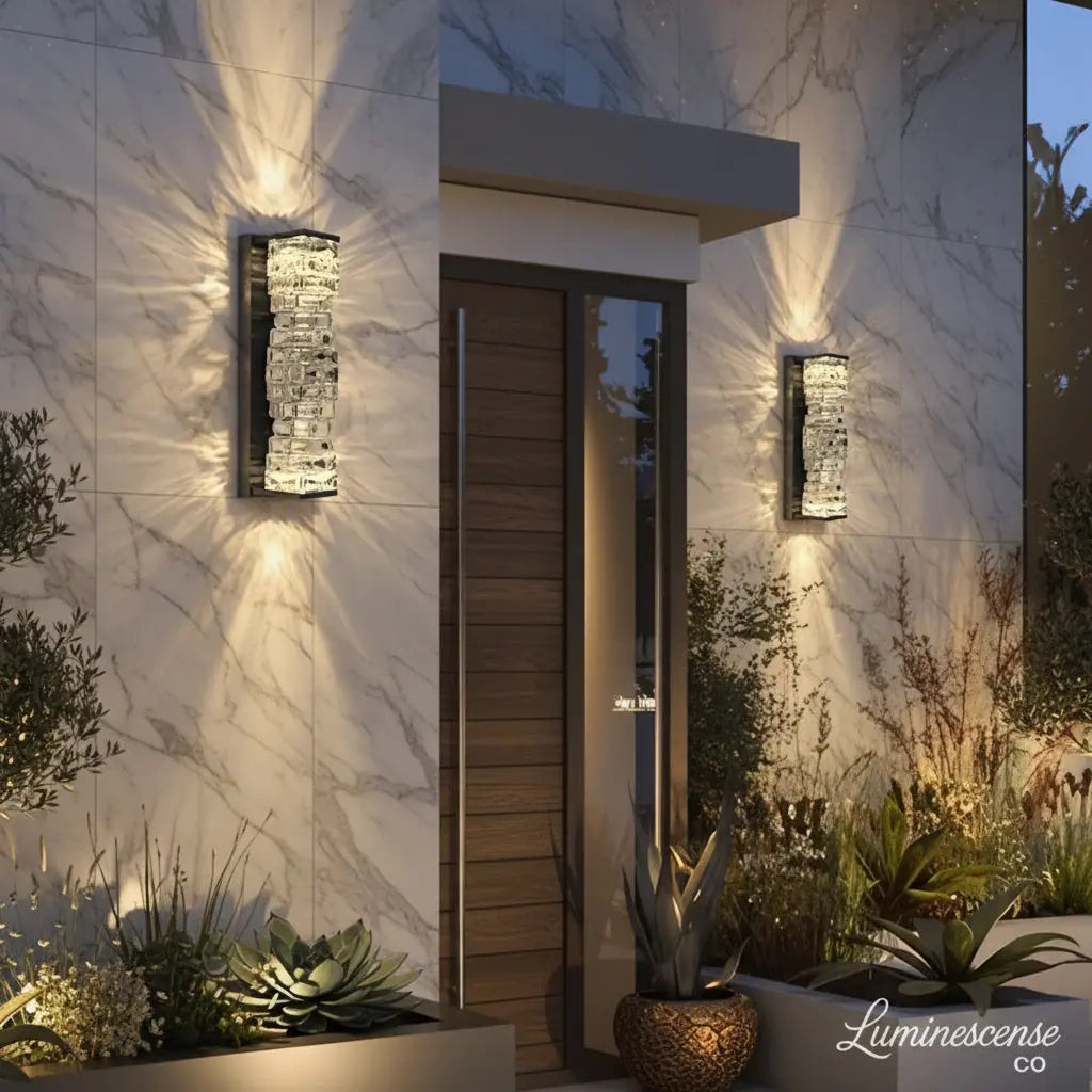 AureliaGlow™ IP65 Outdoor Crystal Wall Sconce – Luxury Waterproof LED Accent Light Luminescense