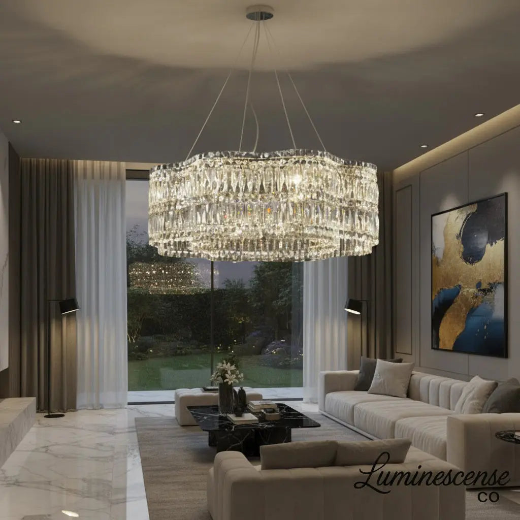 Crystella Modern Luxury LED Crystal Flush-Mount Chandelier Luminescense