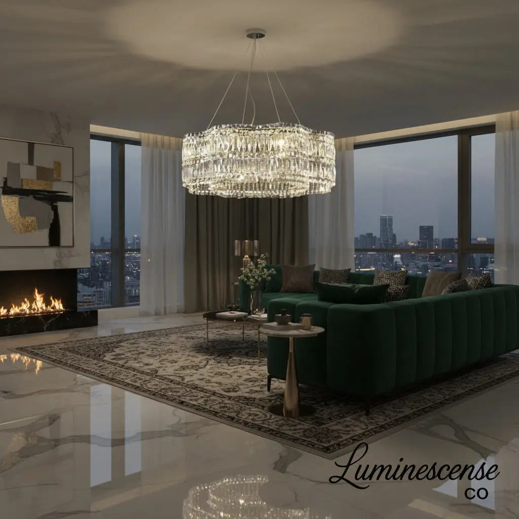 Crystella Modern Luxury LED Crystal Flush-Mount Chandelier Luminescense