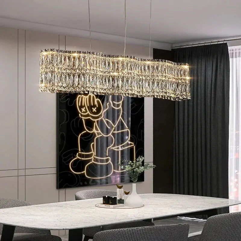 Crystella Modern Luxury LED Crystal Flush-Mount Chandelier Luminescense