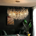 CrystalBloom™ Luxury Branch Chandelier – Stainless Steel & Crystal LED Ceiling Light Luminescense