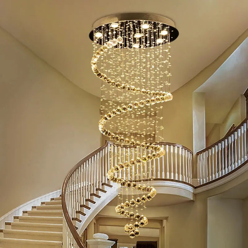 AuroraSpiral™ Luxury Crystal Staircase Pendant Light Luminescense