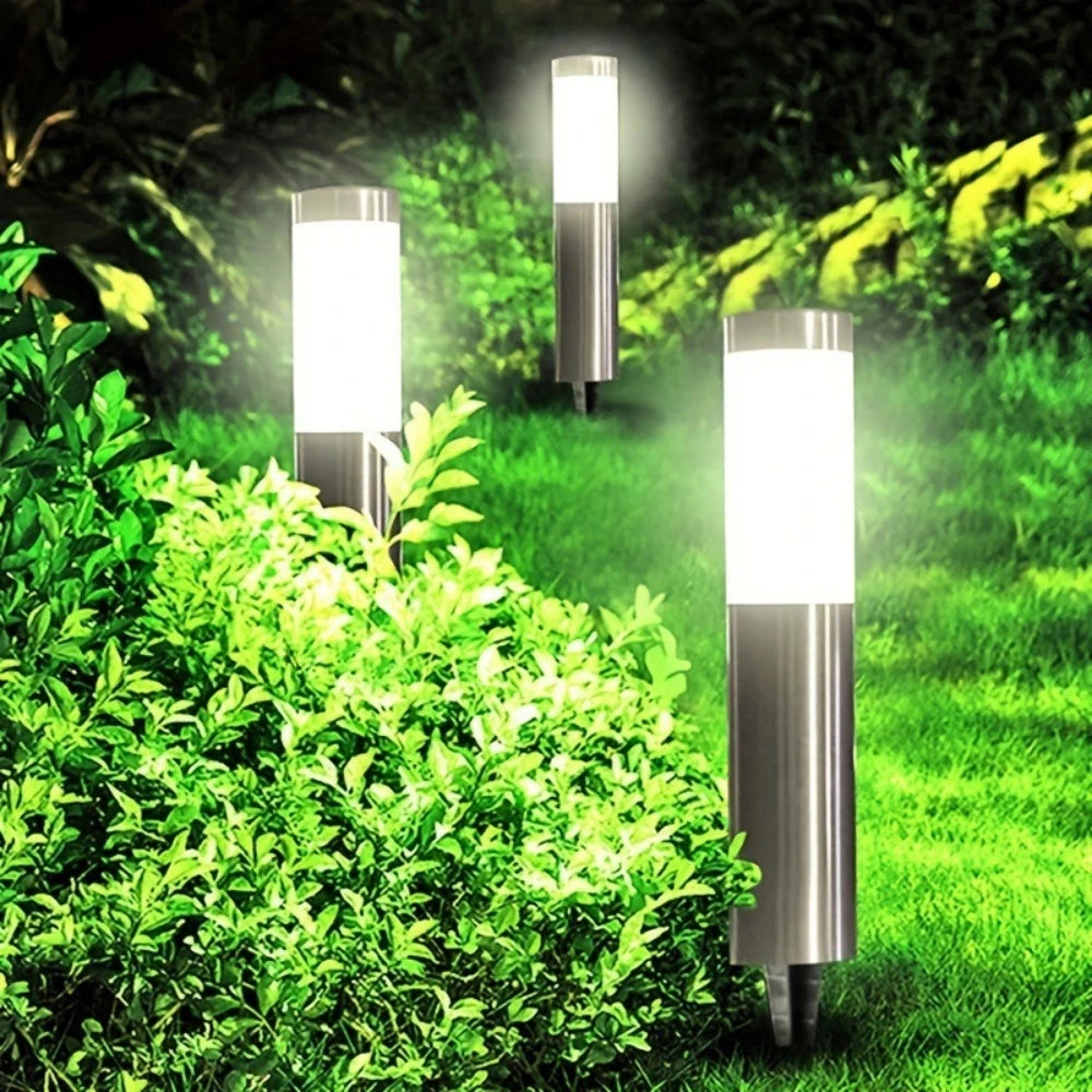 Solar Glow Stainless Steel Pathway Lights