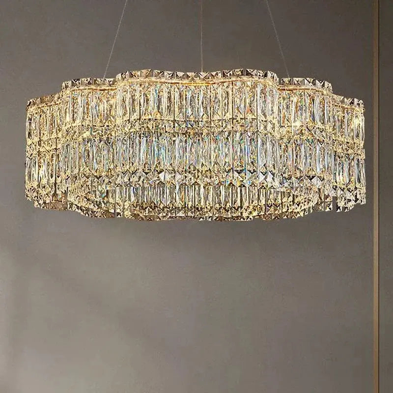 Crystella Modern Luxury LED Crystal Flush-Mount Chandelier Luminescense