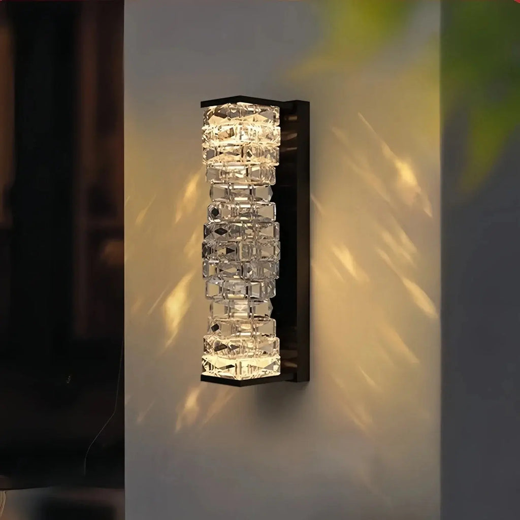 AureliaGlow™ IP65 Outdoor Crystal Wall Sconce – Luxury Waterproof LED Accent Light Luminescense