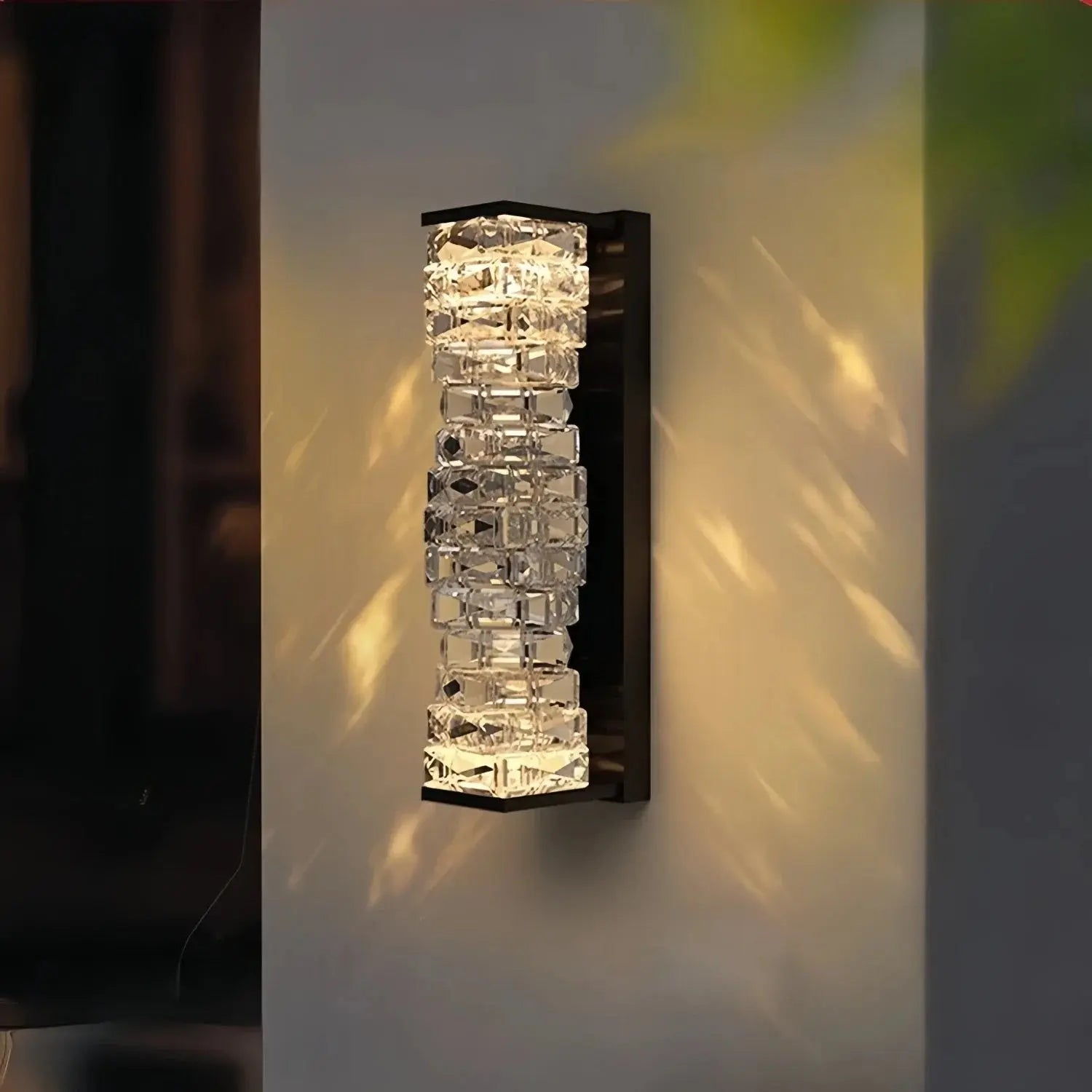 AureliaGlow™ IP65 Outdoor Crystal Wall Sconce – Luxury Waterproof LED Accent Light Luminescense