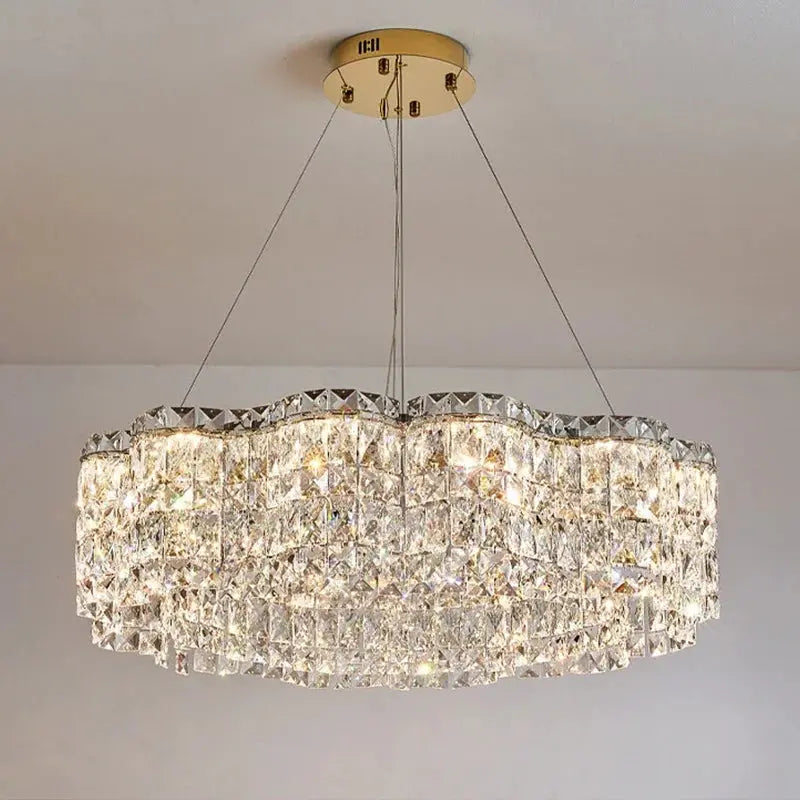 Crystella Modern Luxury LED Crystal Flush-Mount Chandelier Luminescense