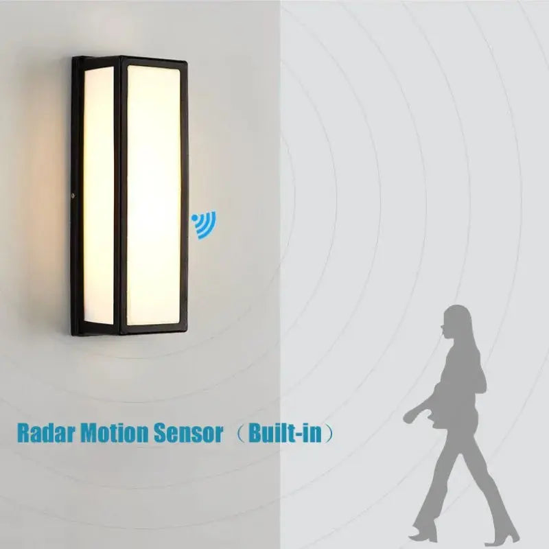 Vantor™ Modern Outdoor Waterproof LED Wall Scone Light with Radar Motion Sensor Luminescense